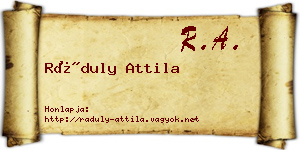 Ráduly Attila névjegykártya